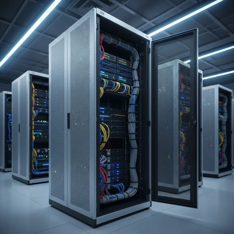 Açık network kabineti ve altyapı yerleşimi görseli