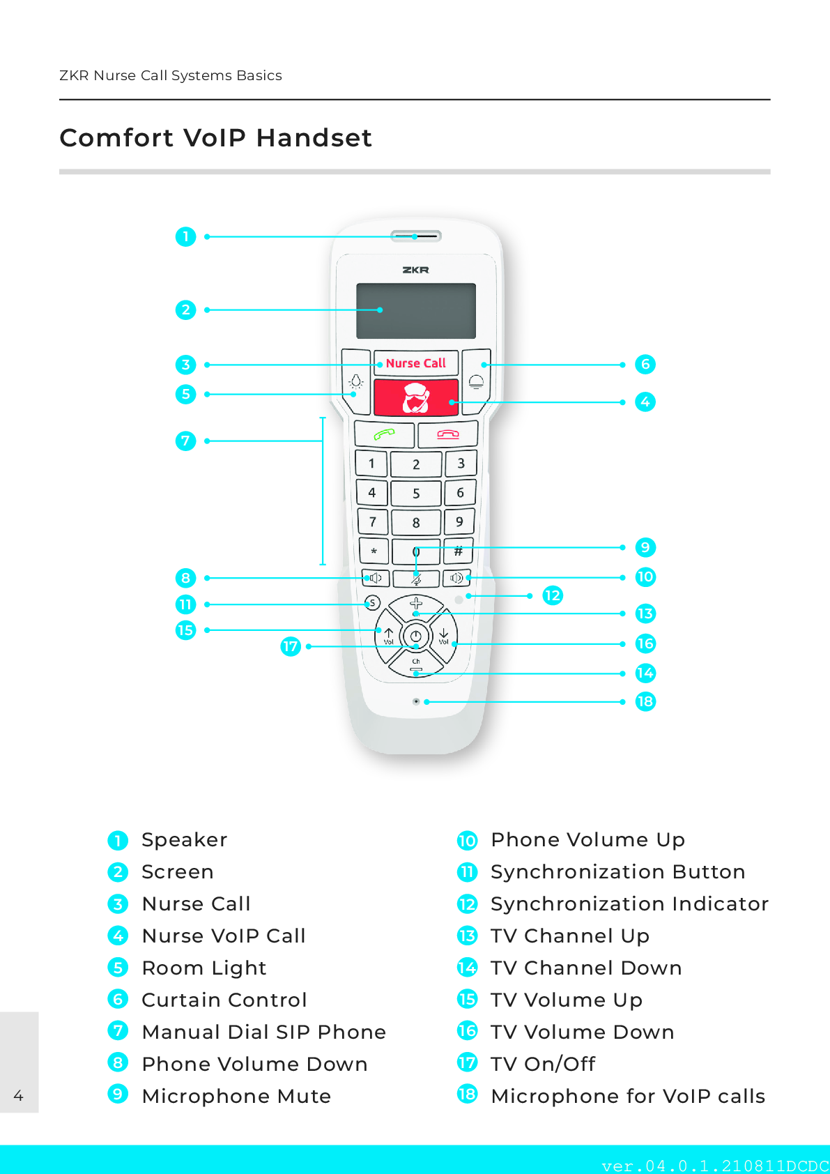 ZKR Comfort VoIP Handset cihaz görseli